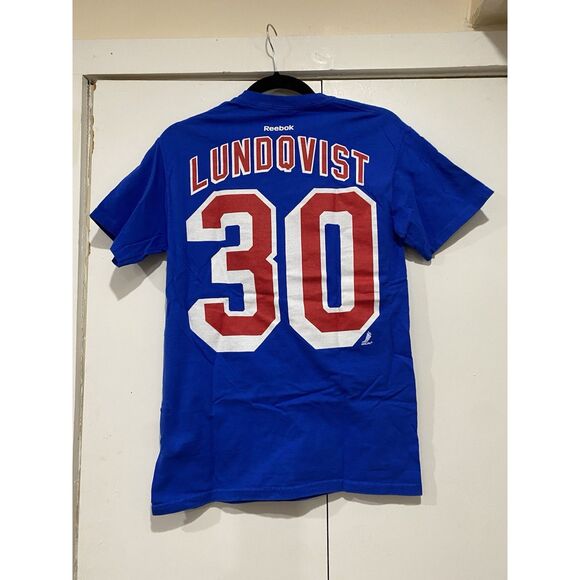 NHL Reebok T-shirt Small New York Rangers #30 Henrick Lundqvist Blue Hockey - Picture 4 of 6